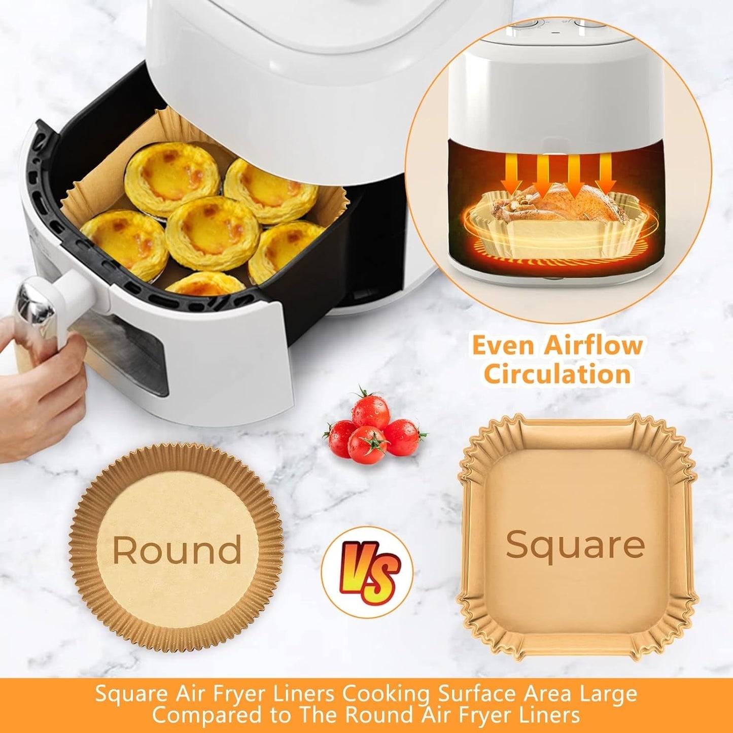 100st 20x4,5 cm Kvadrat Air Fryer Bakplåtspapper Ark Formar Engångspapper Generic