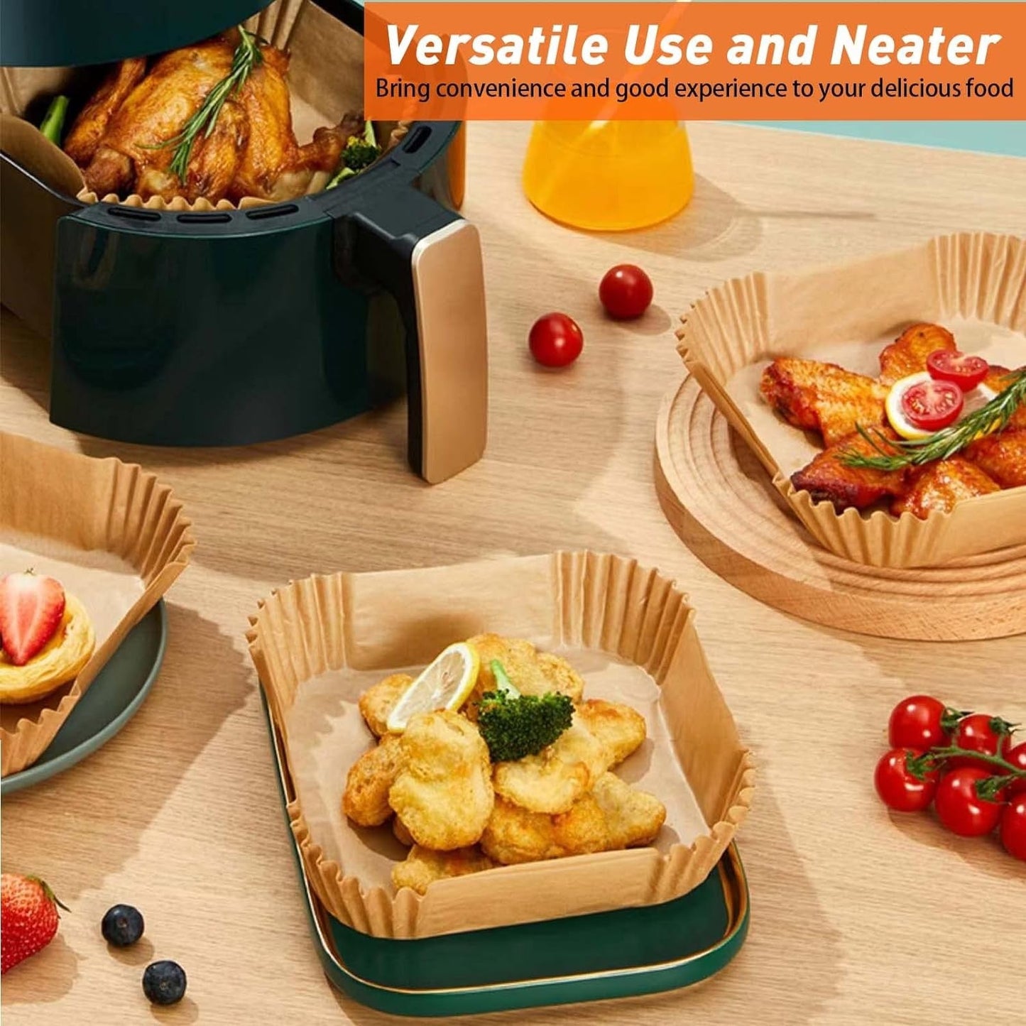 100st 20x4,5 cm Kvadrat Air Fryer Bakplåtspapper Ark Formar Engångspapper Generic