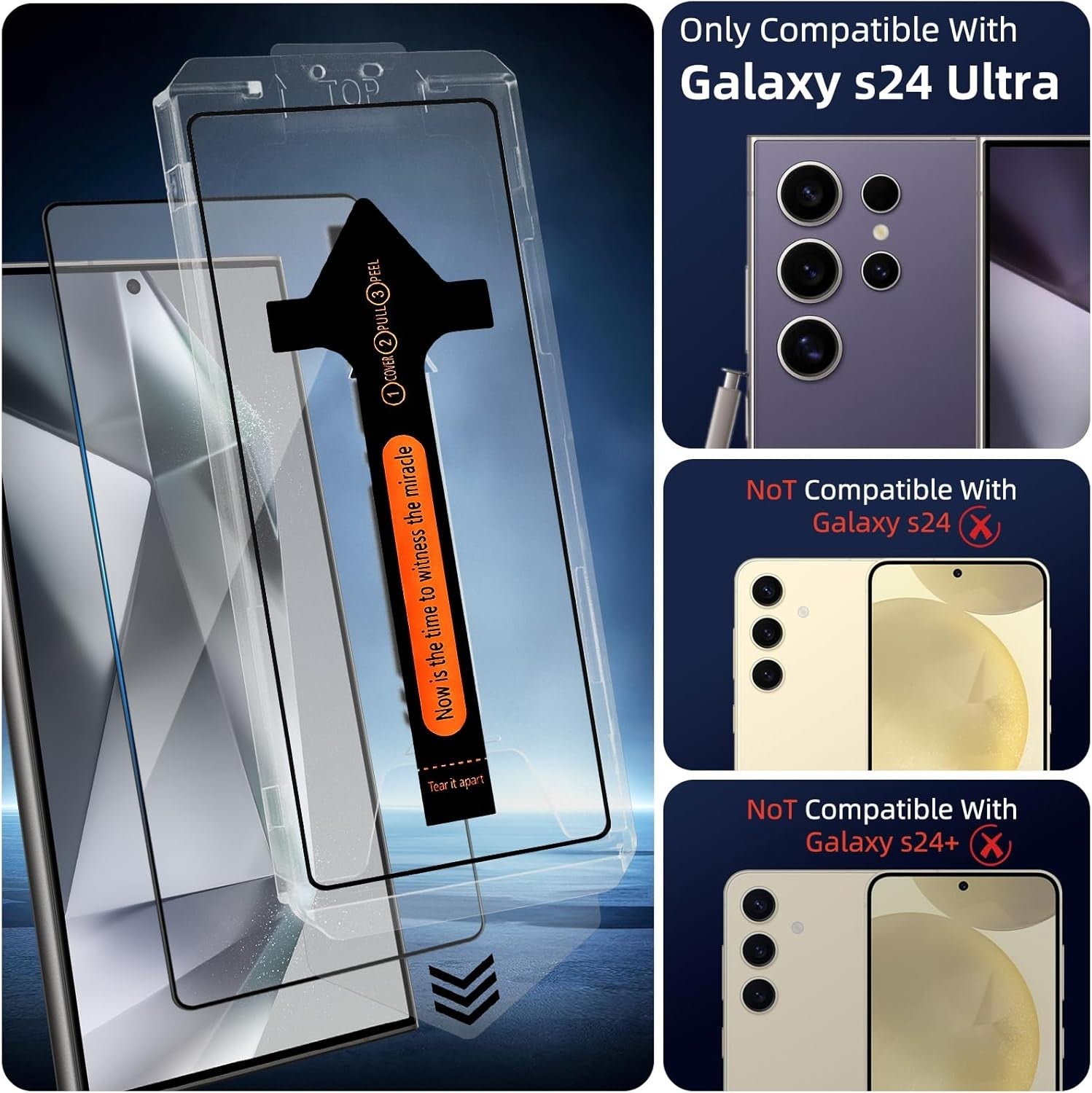 2-Pack Skärmskydd kompatibel med Samsung S24 Ultra – Monteringsram Generic