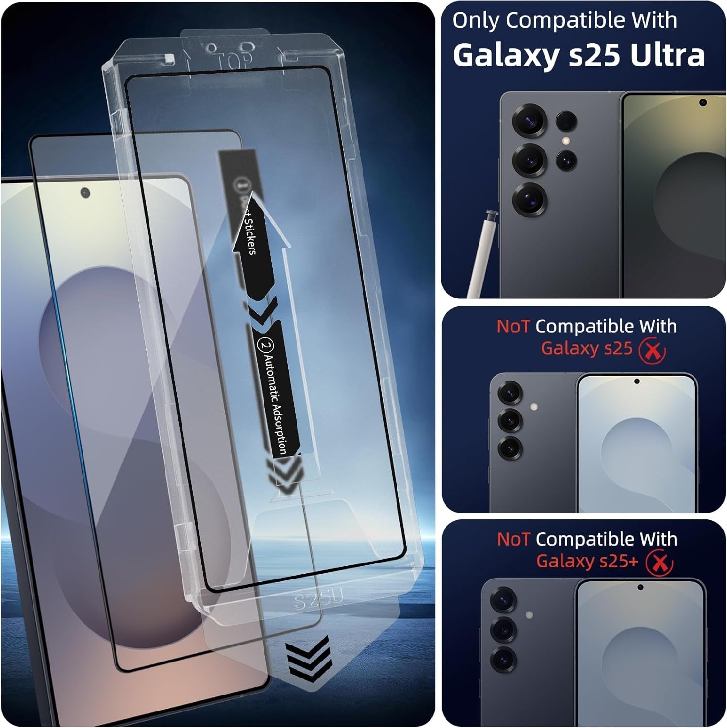 2-Pack Skärmskydd kompatibel med Samsung S25 Ultra – Med Monteringsram Generic