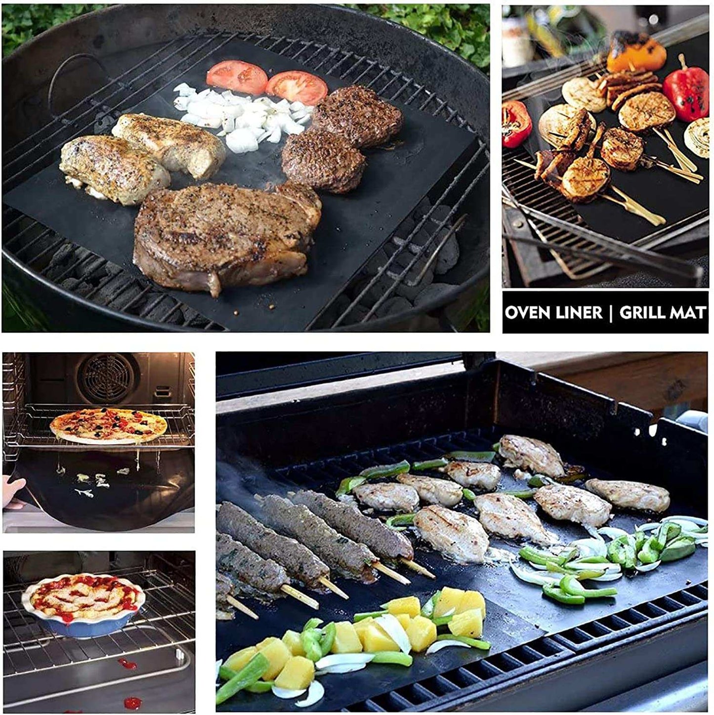 2X Grillmatta Underlägg för grill och ugn 40X33 cm Generic