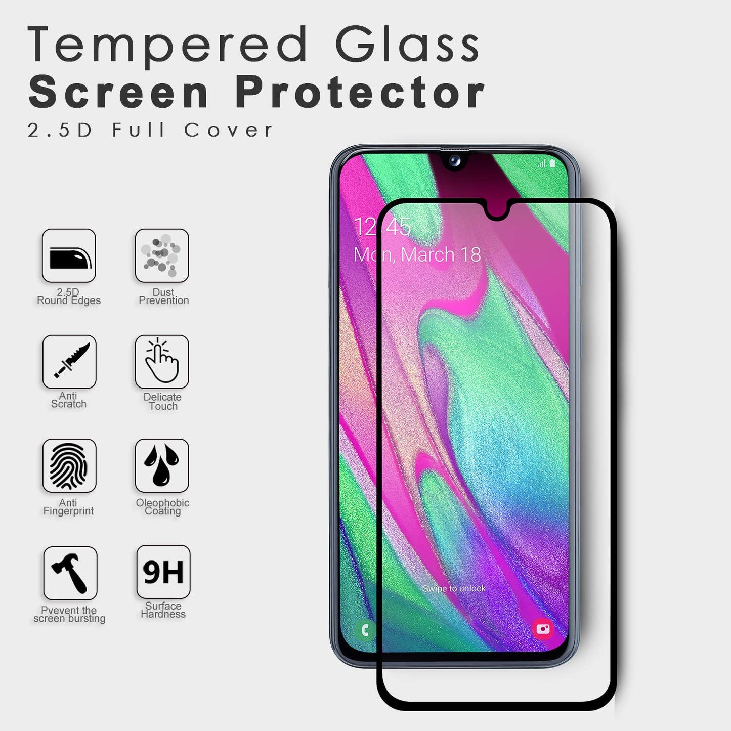 2X Skärmskydd i Härdat Glas för Samsung Galaxy A40 Generic