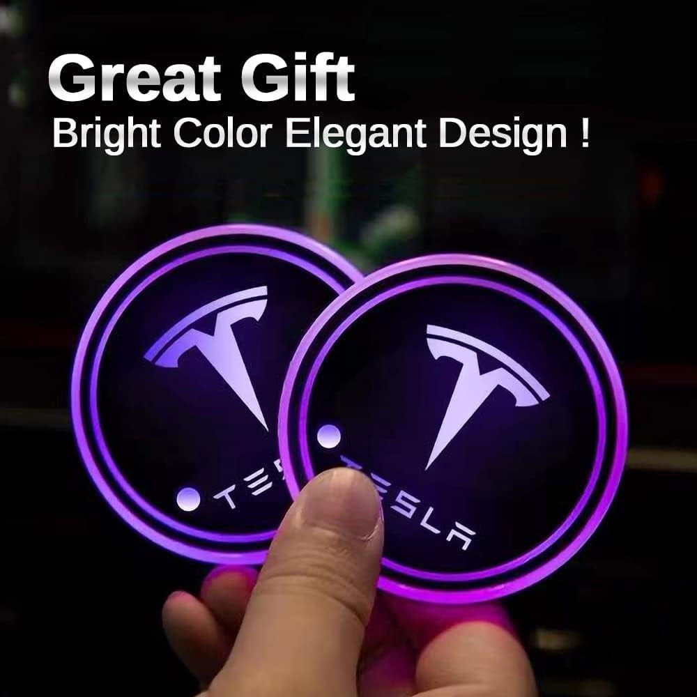 2X Tesla logo Led bottenplatta till mugghållare Generic