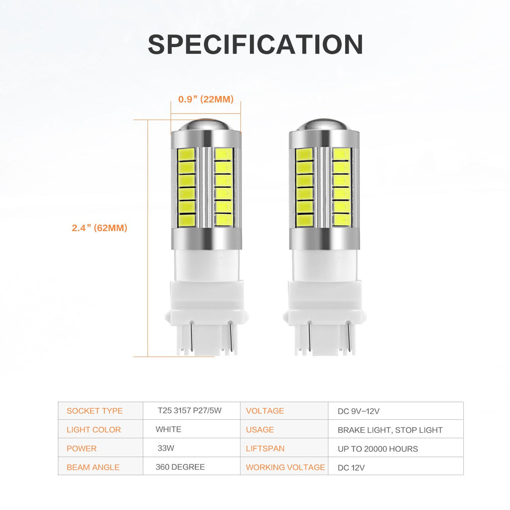 2x 3157 P27/7W T25 33st smd 5730 Generic