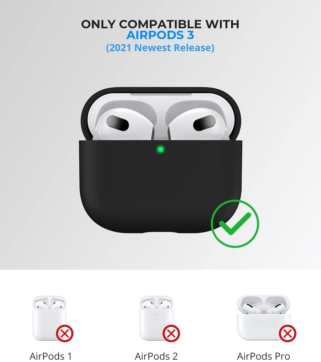 2x Svart Apple AirPods 3 skal silikon skyddsfodral för AirPods 3 Generic