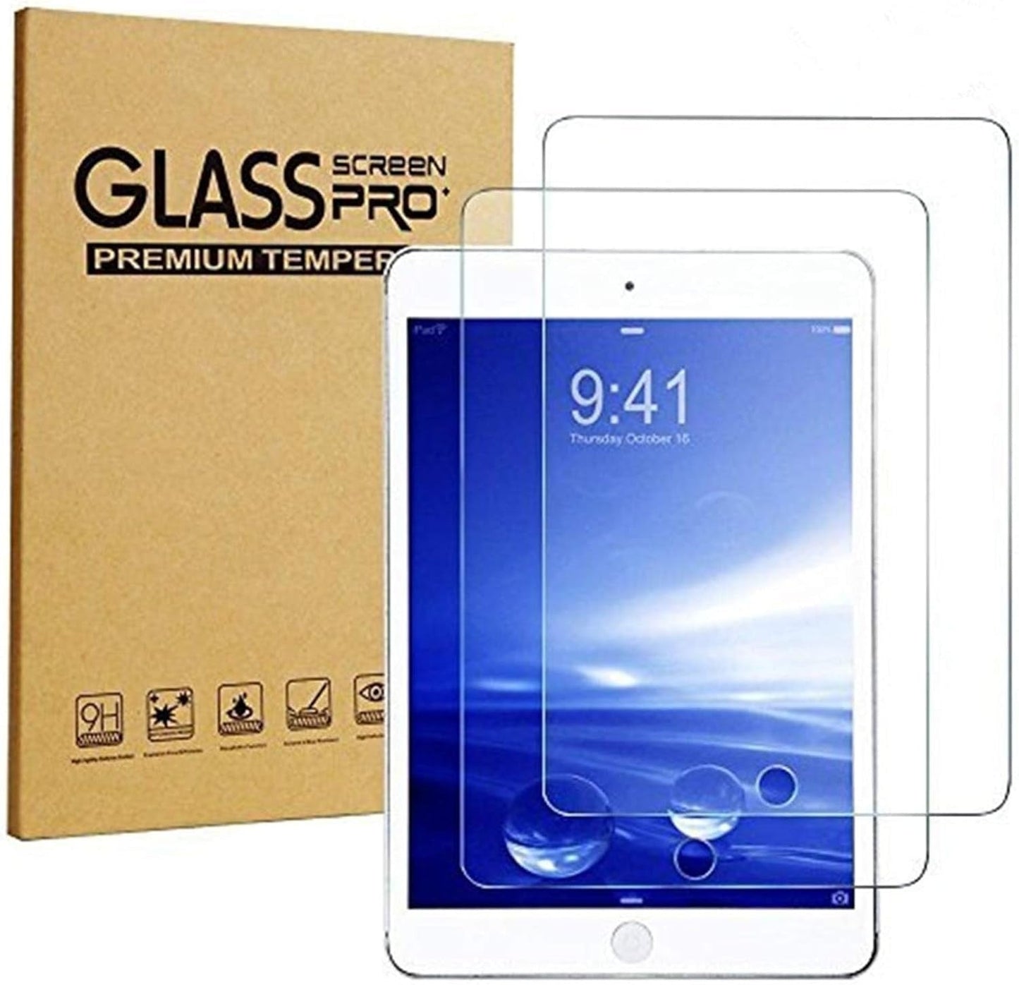 2x Displayskydd i härdat glas till iPad Air 1/2/gen 5/gen 6 9,7 tum Generic