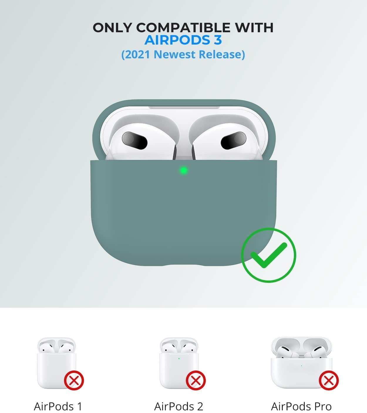 2x Grön Apple AirPods 3 skal silikon skyddsfodral för AirPods 3 Generic