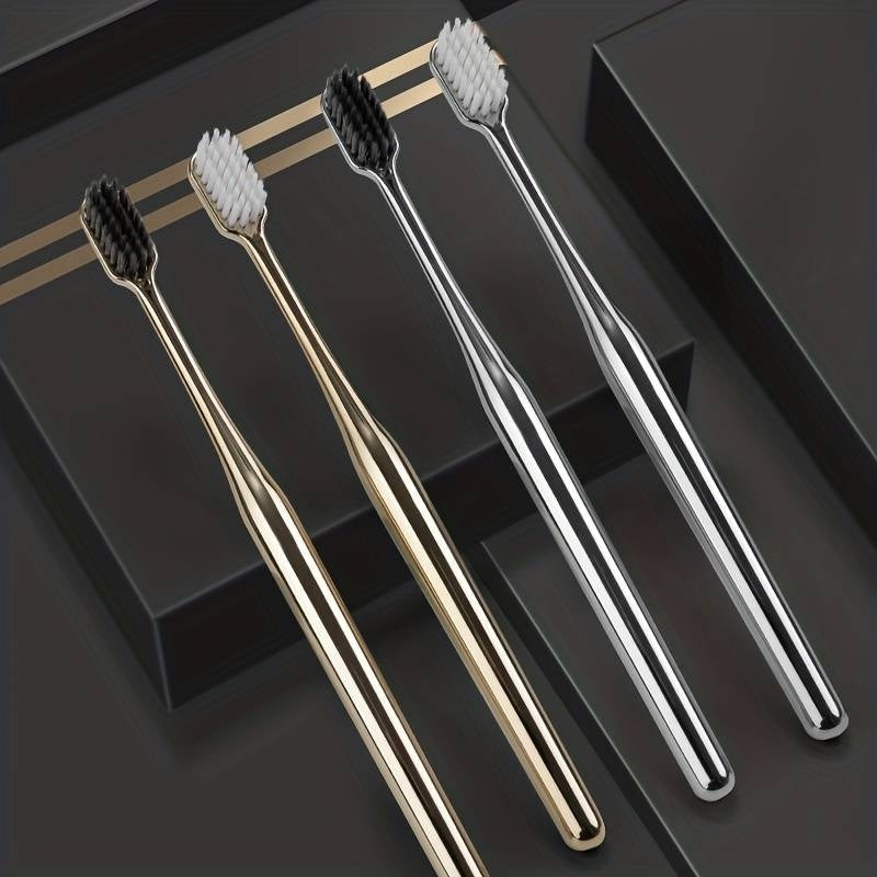2x Lyxig Tandborste silverkrom mjuk Generic