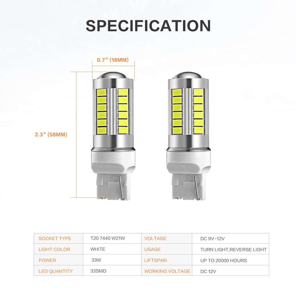 2x Röd 7440 W21W T20 33st smd 5730 Generic