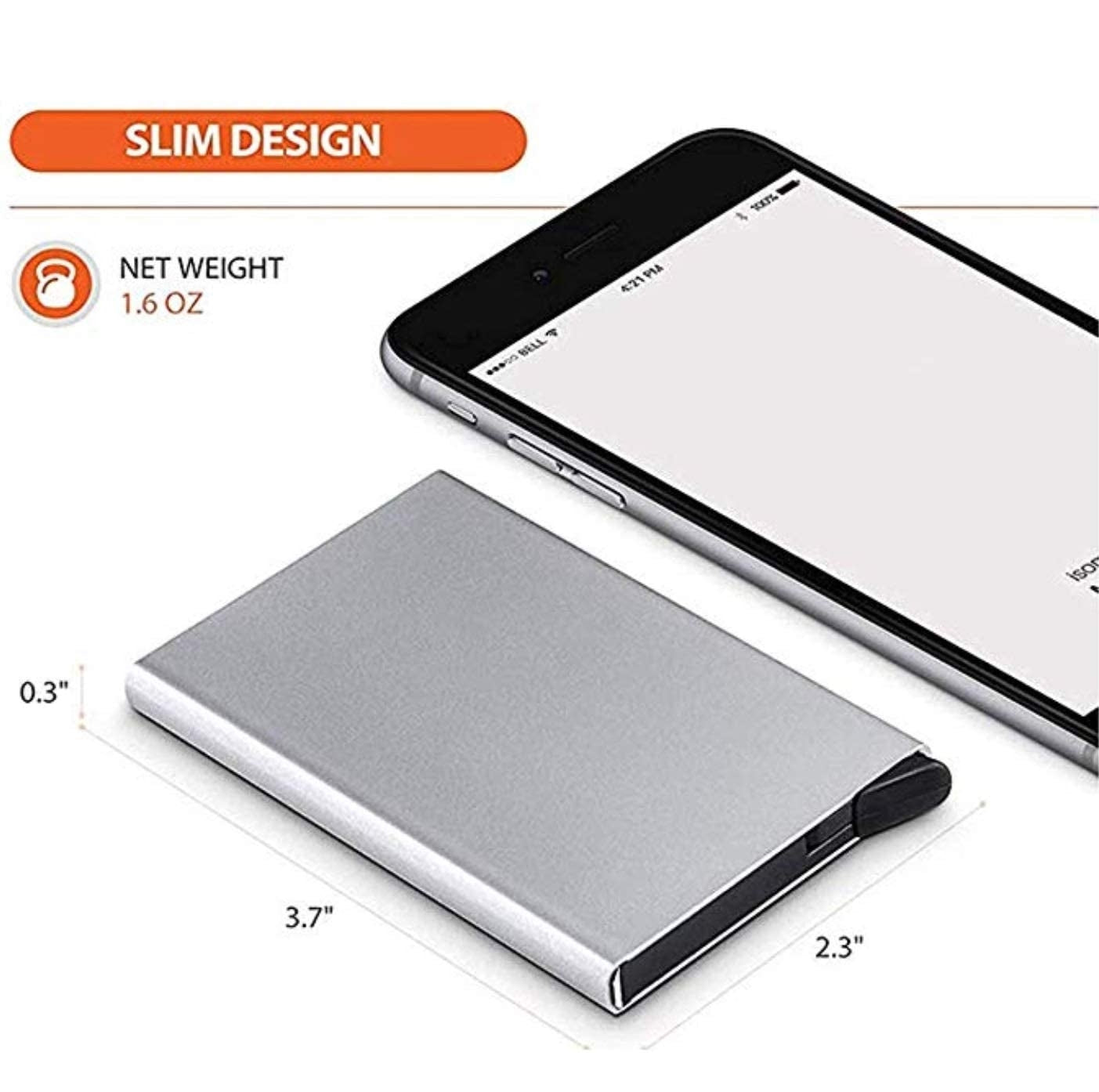 2x Silver korthållare skjuter Fram 5 kort - RFID säker Generic