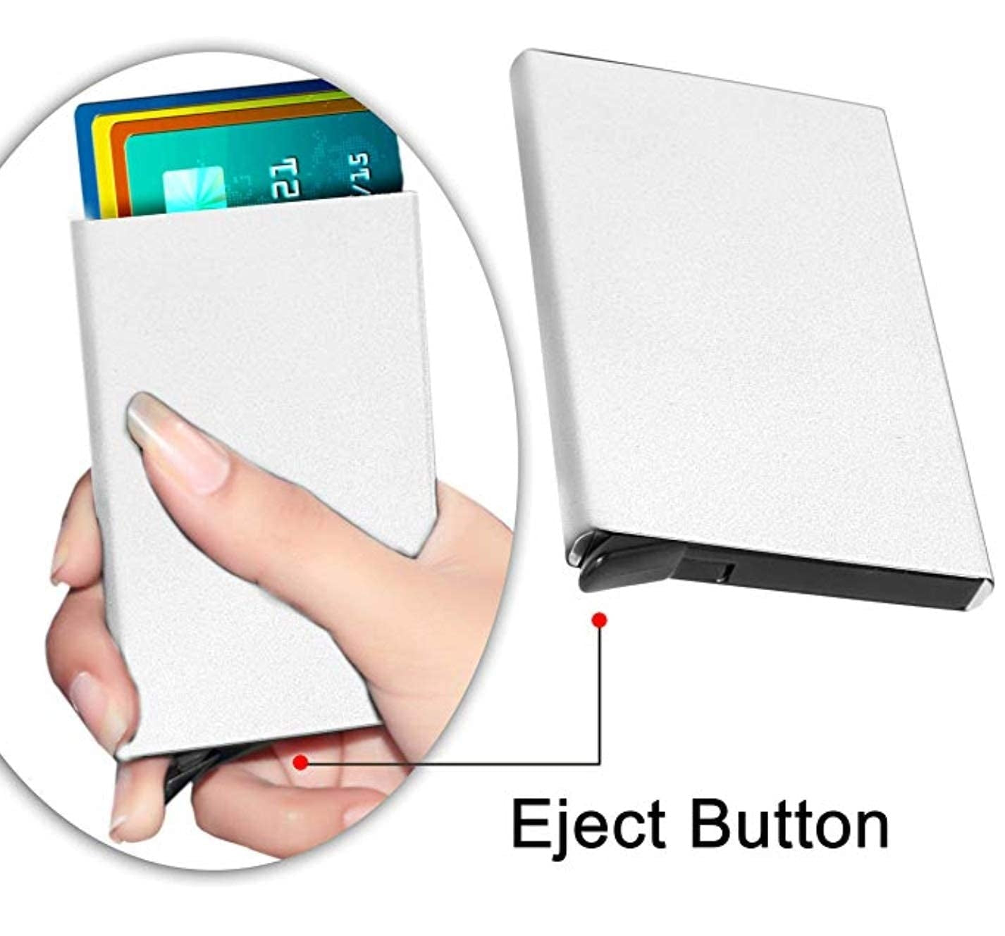 2x Silver korthållare skjuter Fram 5 kort - RFID säker Generic