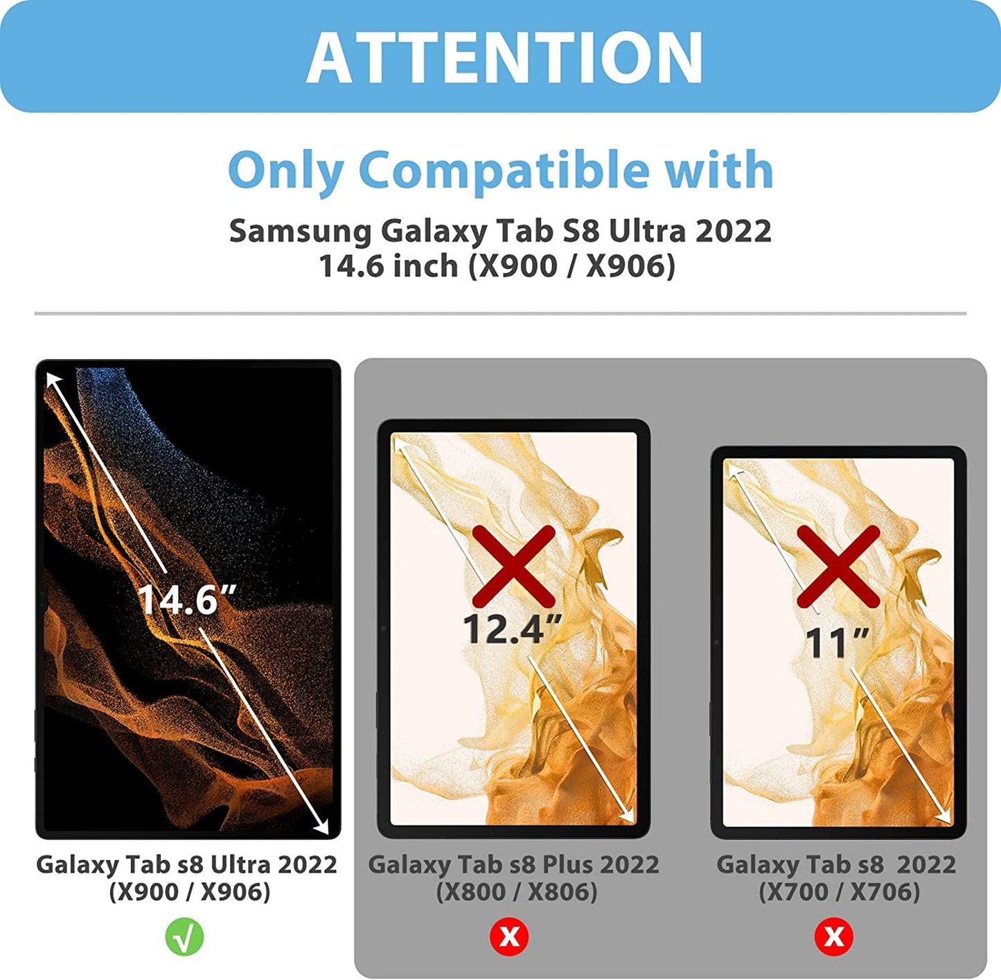 2x Skärmskydd i härdat glas för Samsung Galaxy Tab S8 Ultra, S9 Ultra Generic