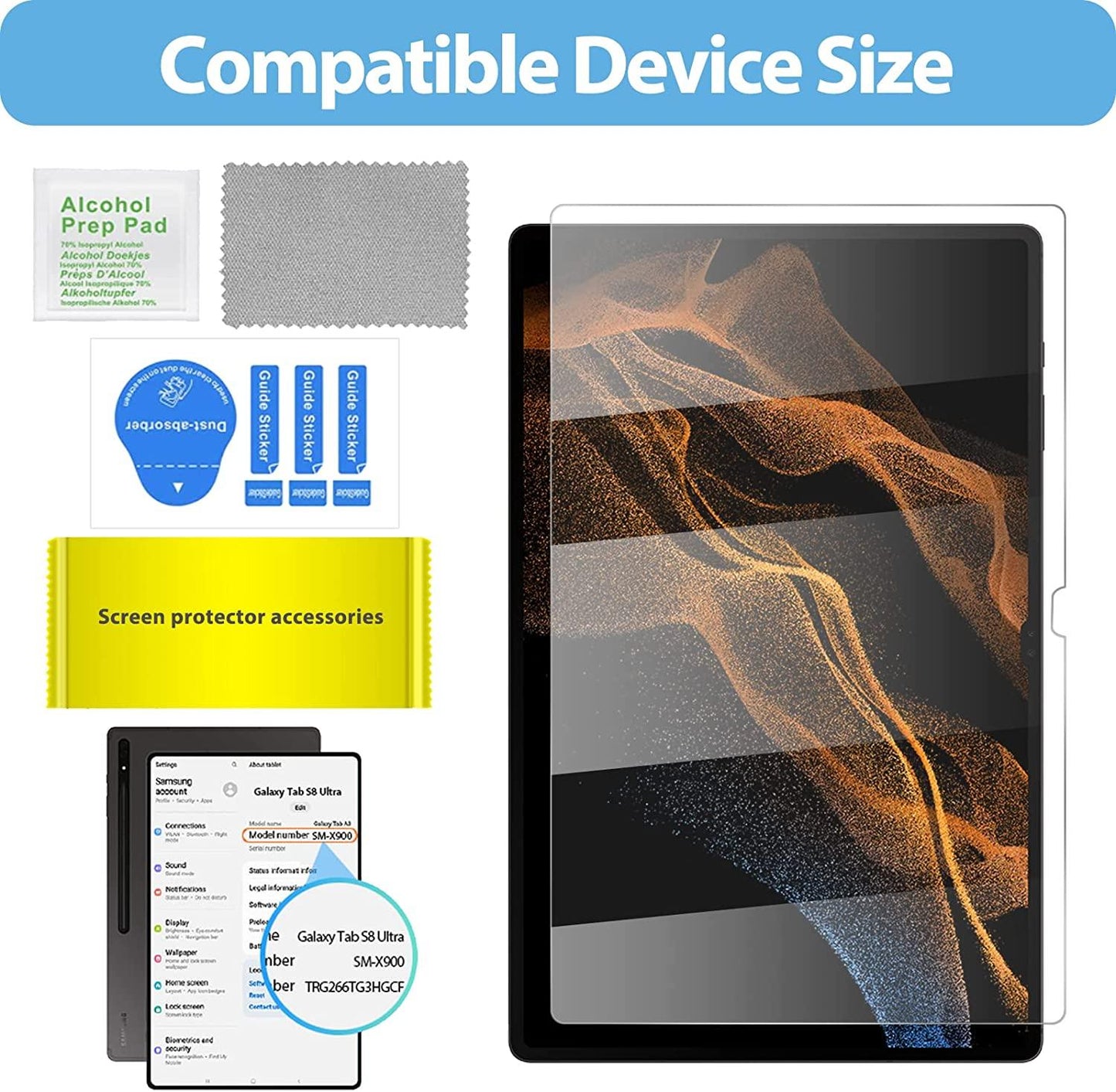 2x Skärmskydd i härdat glas för Samsung Galaxy Tab S8 Ultra, S9 Ultra Generic