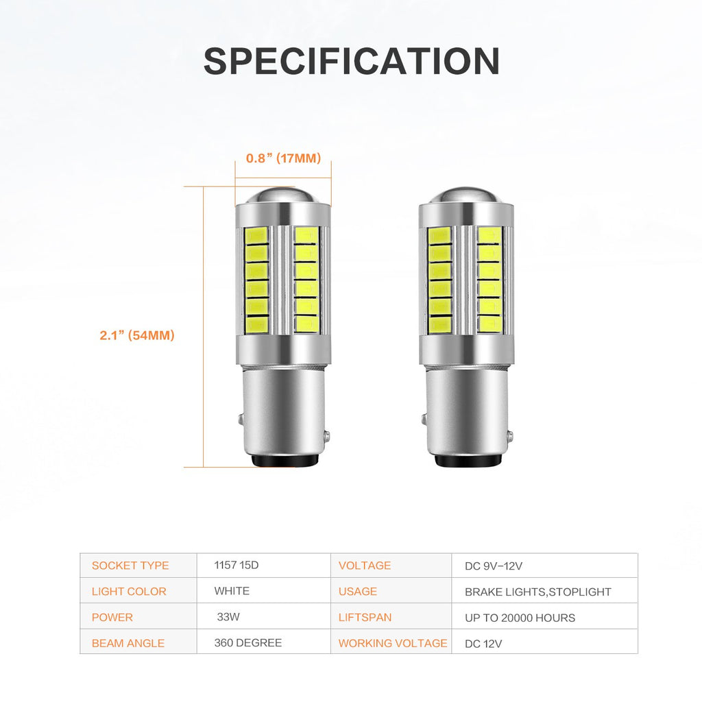 2x Vit 1157 P21/5W BAY15D 33st smd 5730 Generic