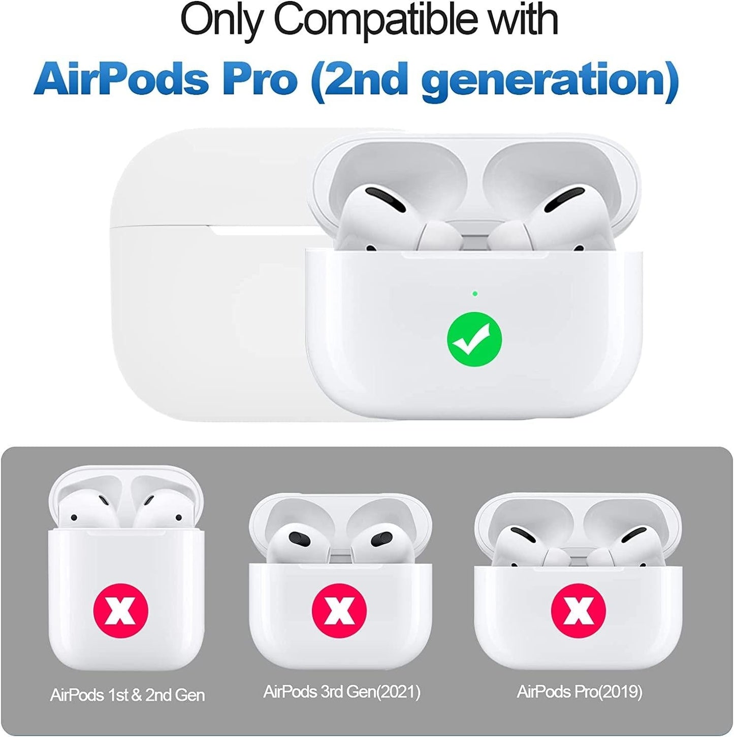 2x Vit Airpods PRO 2 Silikonskal fodral Generic