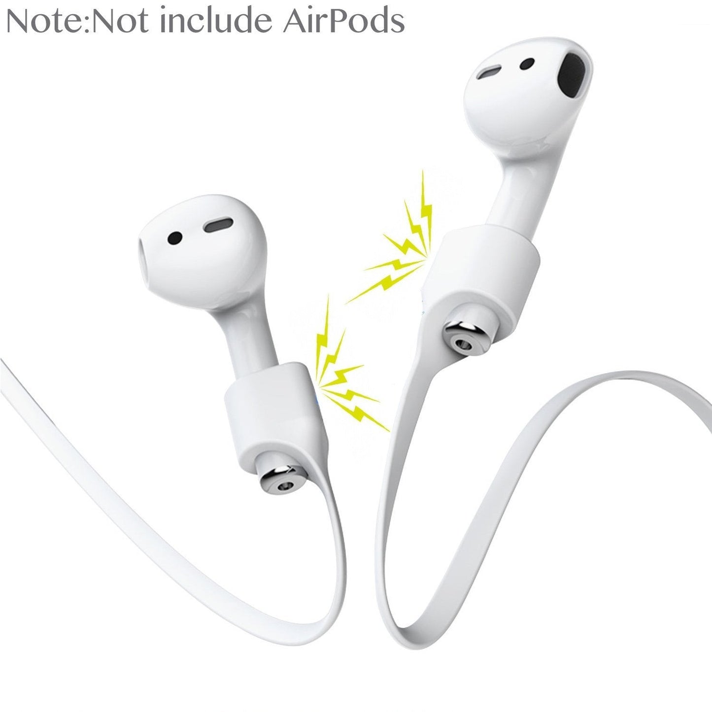 2x Vit Magnetisk silikonsnöre Apple AirPods Rem Straps Generic