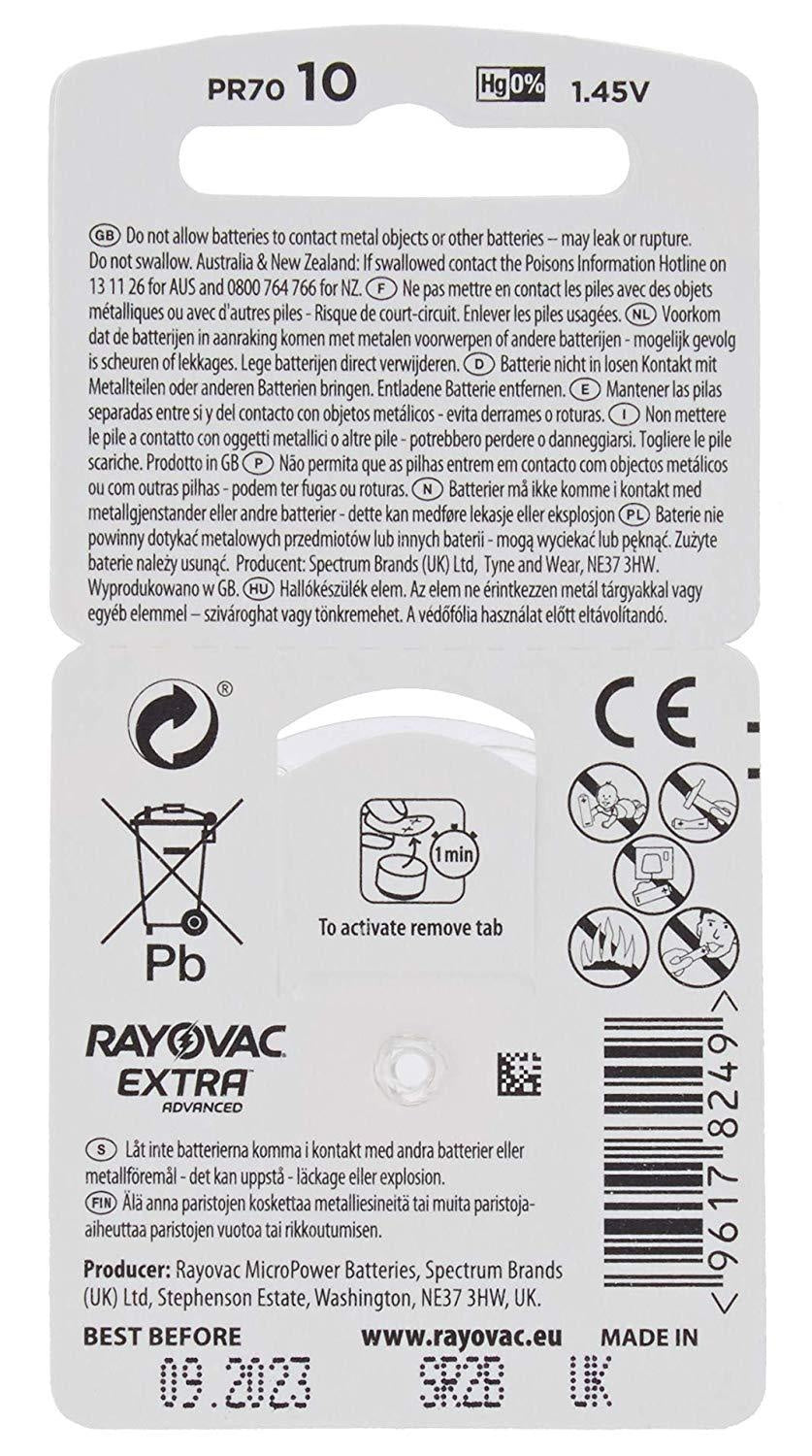 30st. Rayovac Extra Advanced act 10 Gul, 5x6-pack Generic