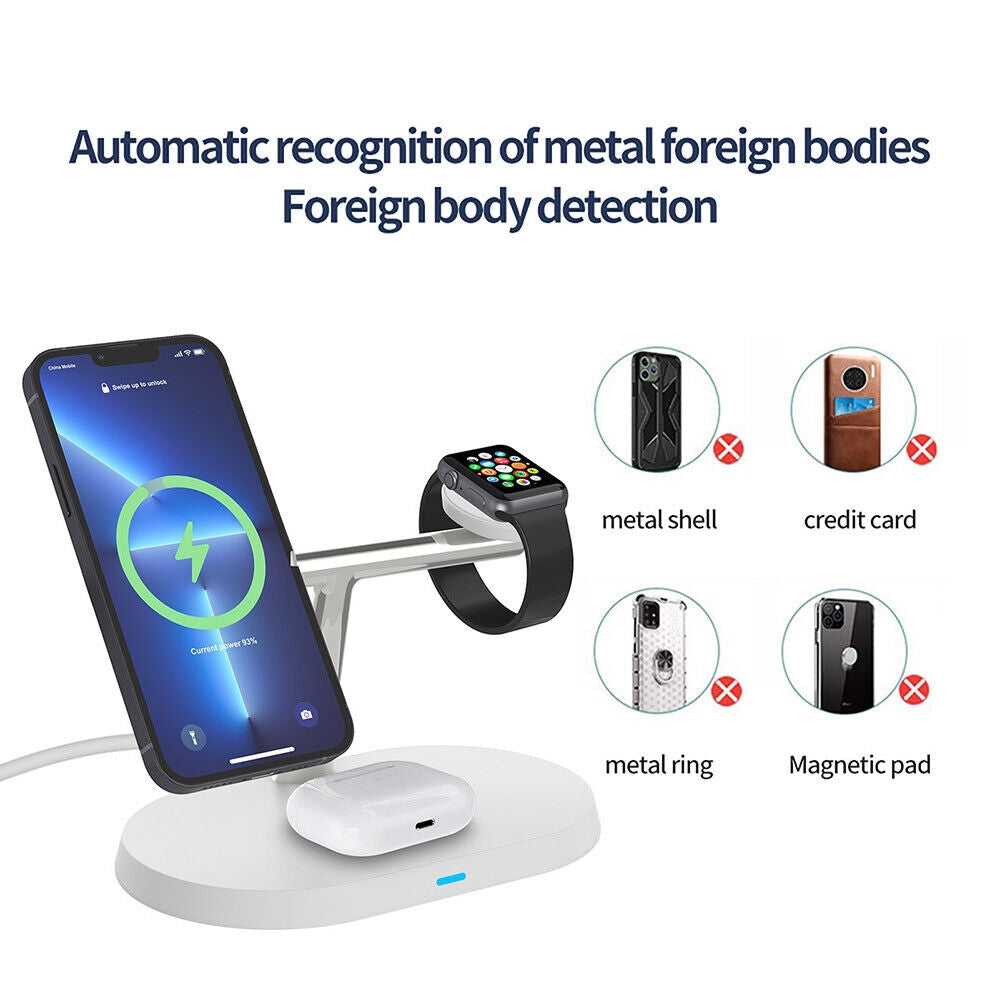 3 - 1 Qi Laddningsstation För iPhone, Apple Watch, AirPods Generic