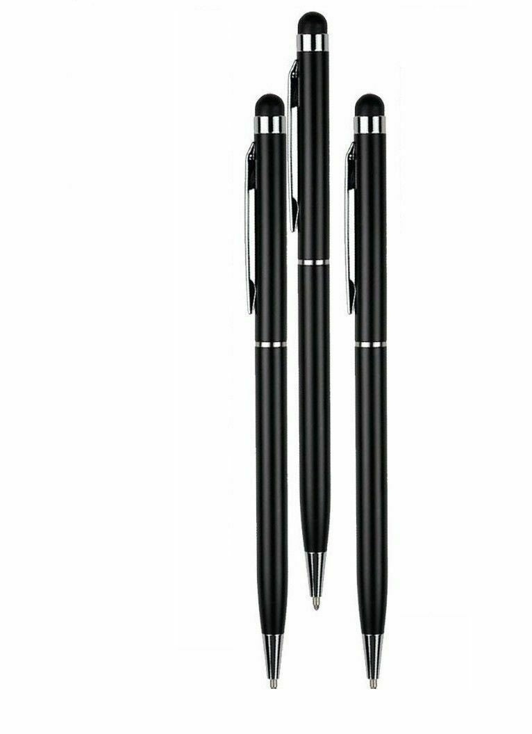 3x Svart 2 i 1 kulspets + Stylus Penna för iPad, iPhone + flera.. Generic