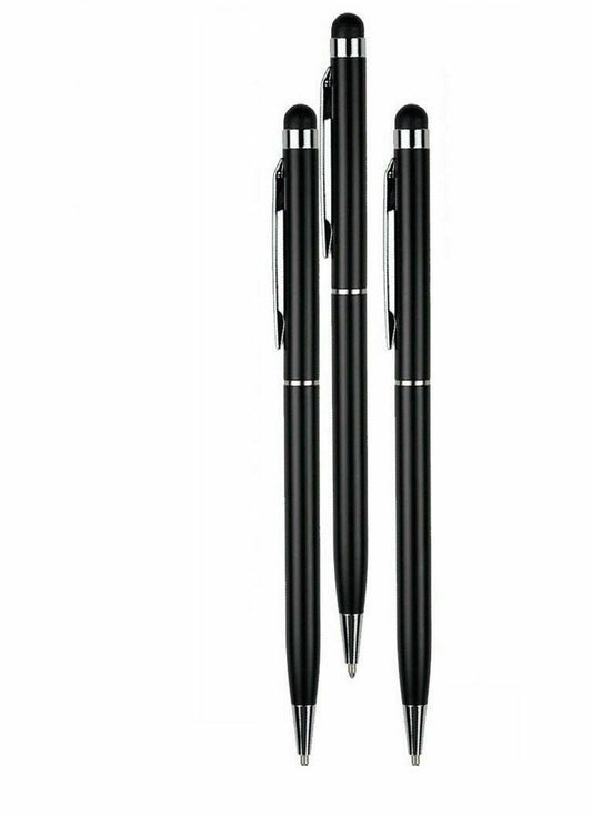 3x Svart 2 i 1 kulspets + Stylus Penna för iPad, iPhone + flera.. Generic