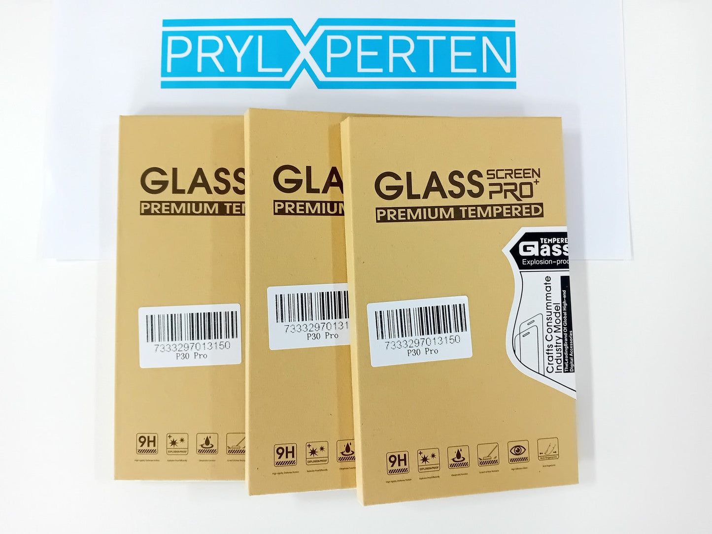3x Glasskydd Huawei P30 Pro Härdat Täcker hela skärmen Generic