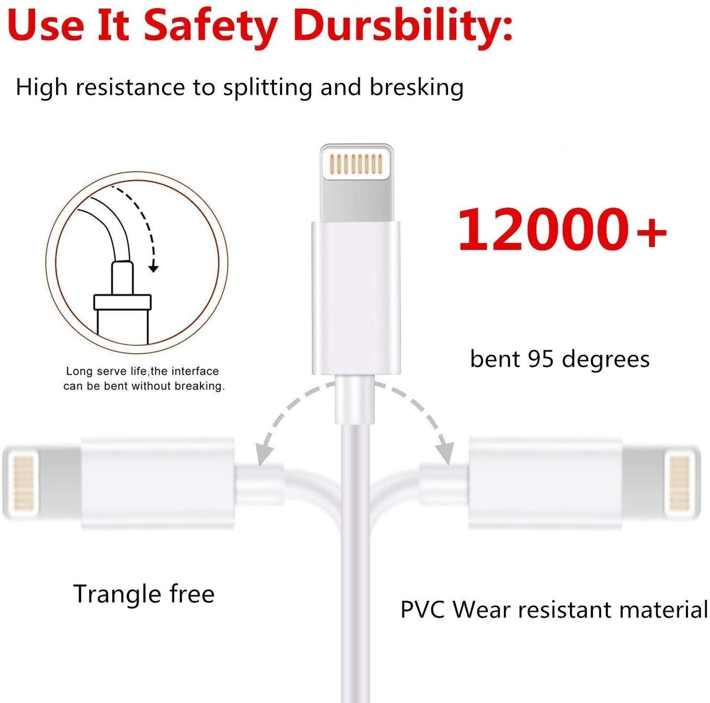 3x Lightning USB kabel till Apple (3 Meter) Generic