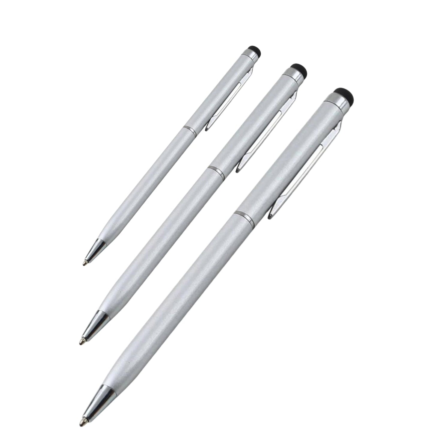 3x Silver 2 i 1 kulspets + Stylus Penna för iPad, iPhone + flera. Generic