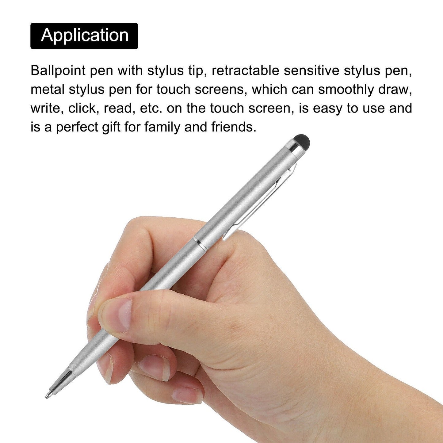 3x Silver 2 i 1 kulspets + Stylus Penna för iPad, iPhone + flera. Generic