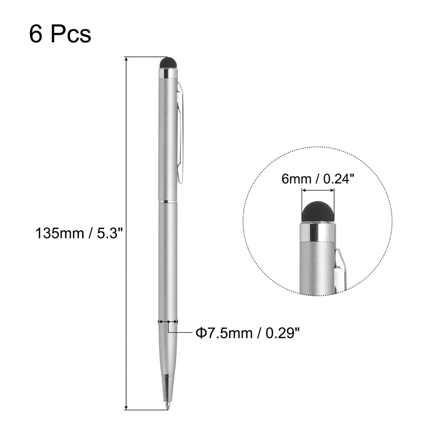 3x Silver 2 i 1 kulspets + Stylus Penna för iPad, iPhone + flera. Generic