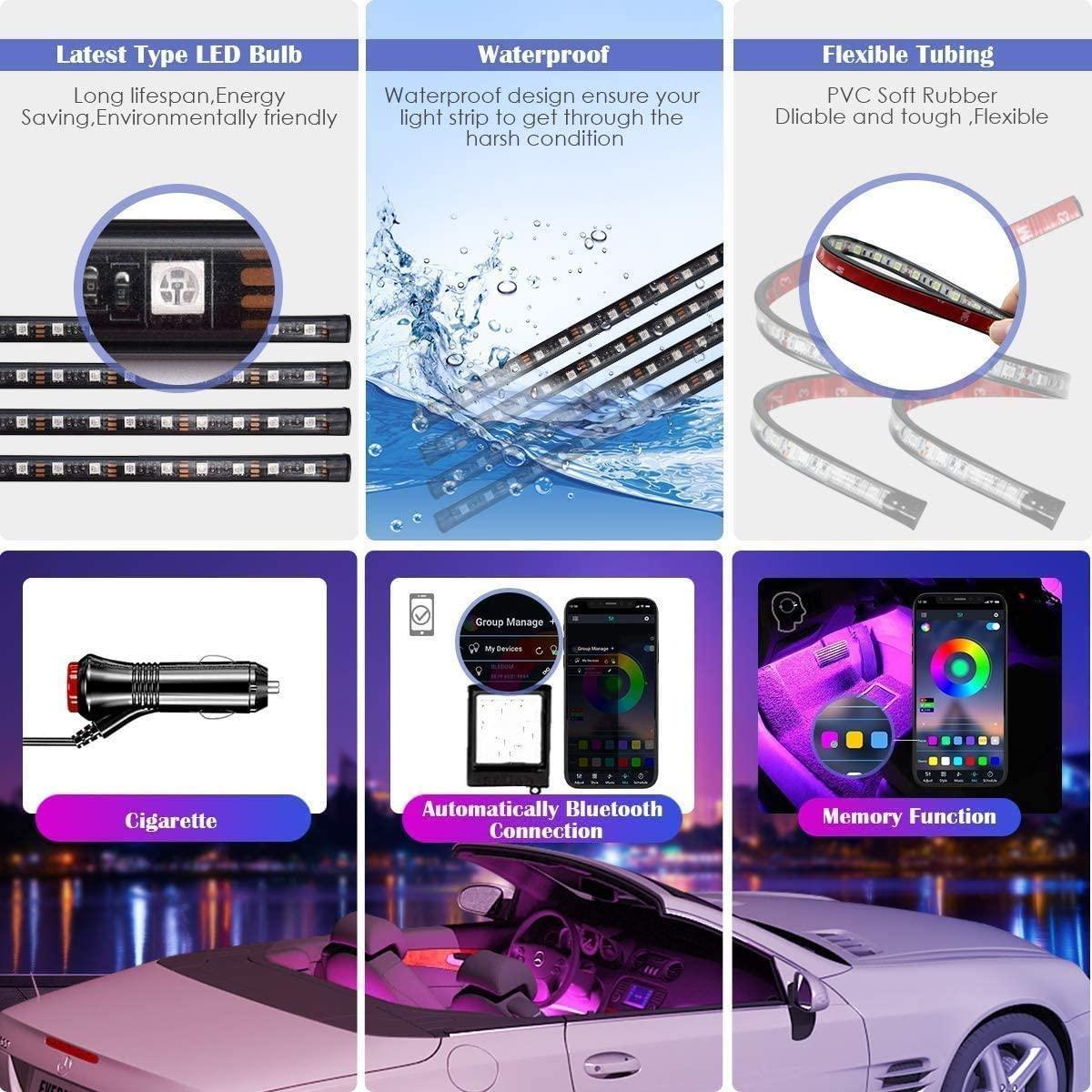 4 Pack LED Slinga 48 Led Multicolor APP Styrt Vattentät Generic