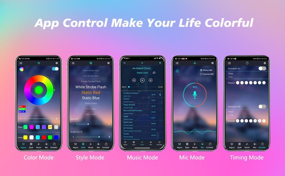 4 Pack LED Slinga 48 Led Multicolor APP Styrt Vattentät Generic