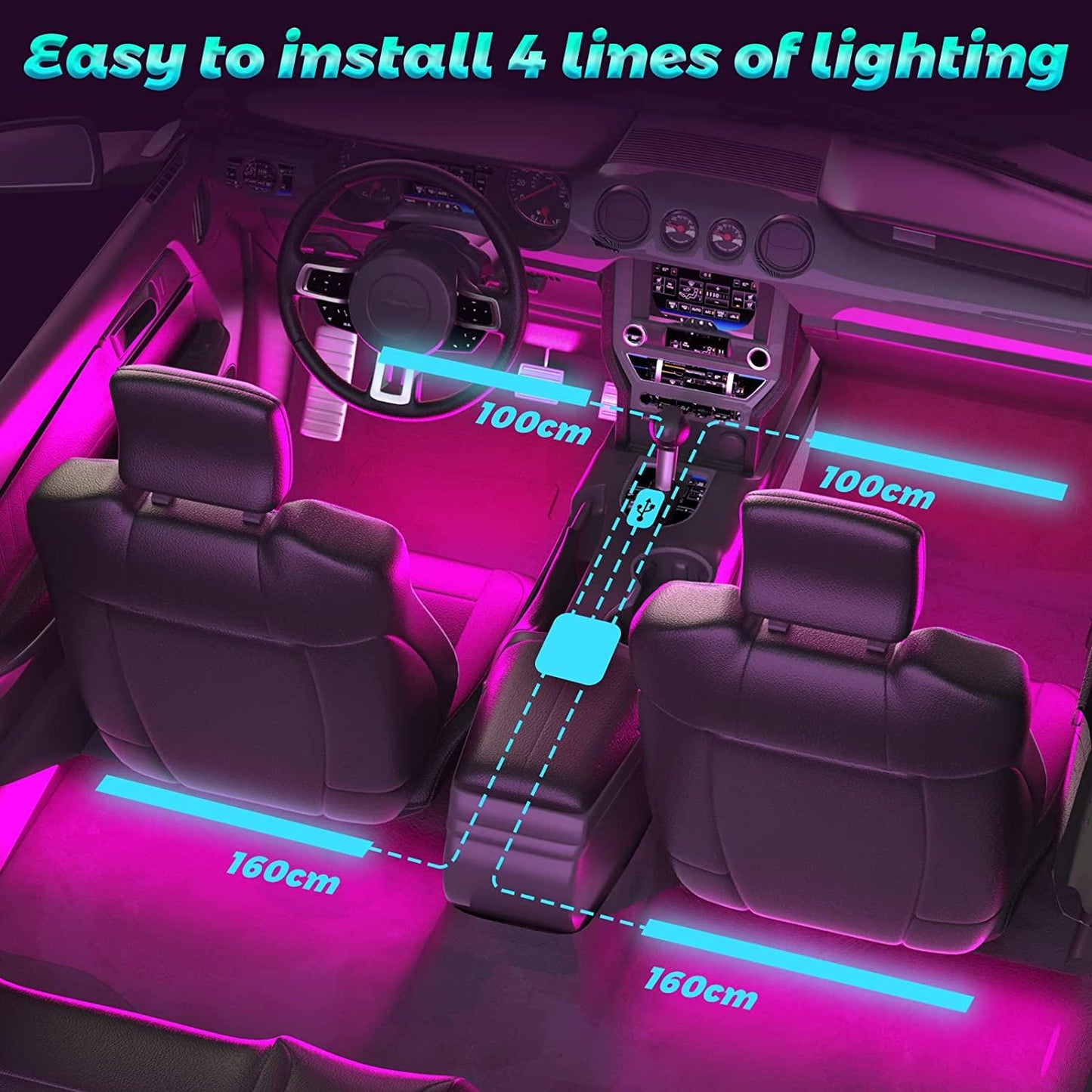 4 Pack LED Slinga 48 Led Multicolor APP Styrt Vattentät Generic