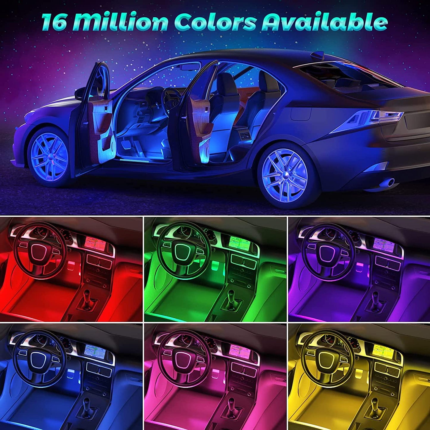 4 Pack LED Slinga 48 Led Multicolor APP Styrt Vattentät Generic
