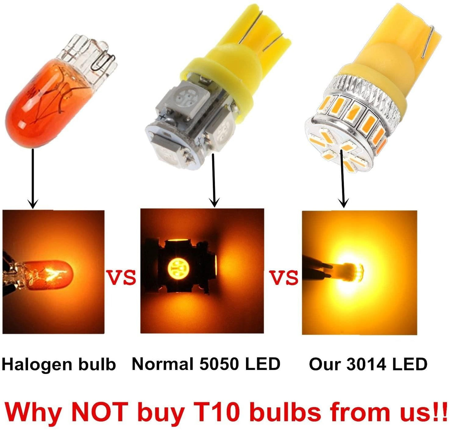 4X T10 Canbus W5W 18 st 3014 LED - Gul Generic