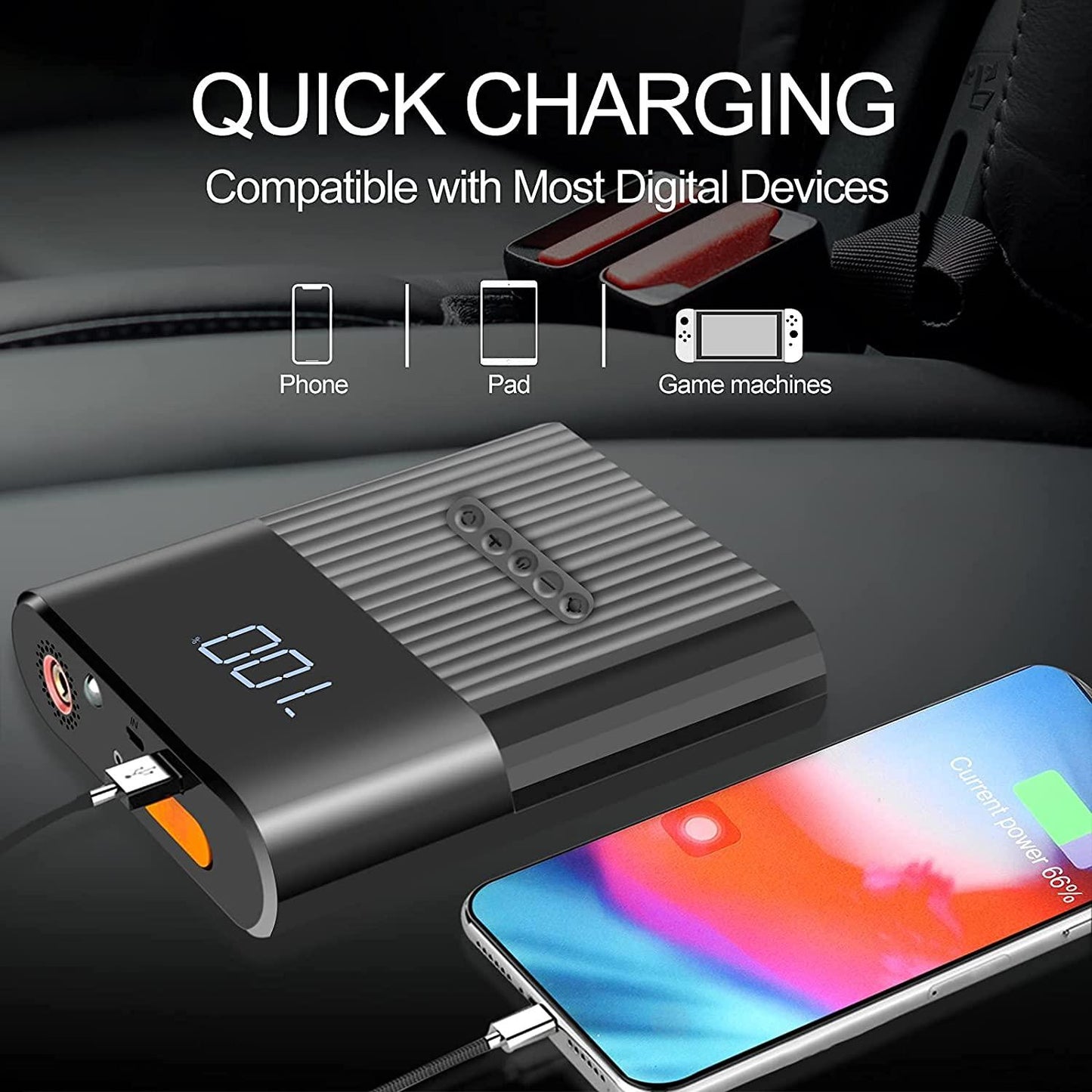 4 i 1 Starthjälp med luftkompressor och powerbank-funktion samt ficklampa Generic