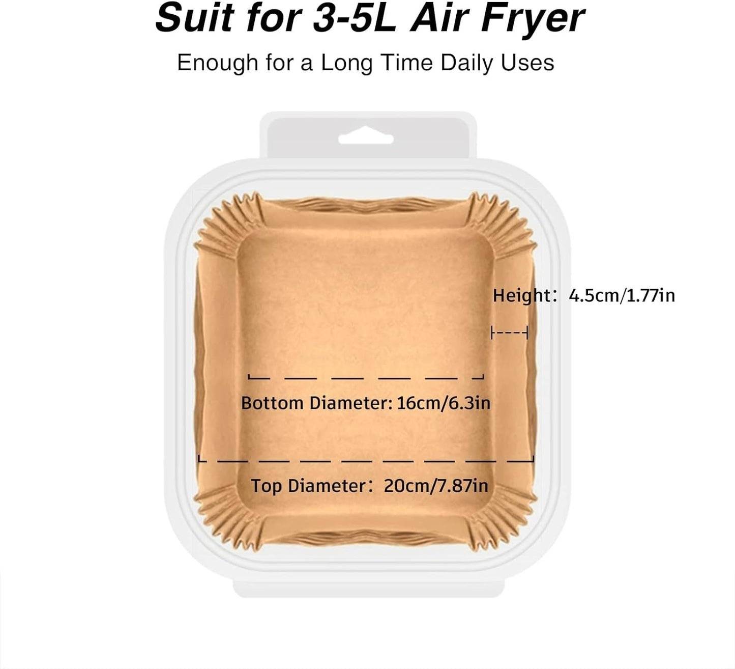 50st 16x4,5 cm Kvadrat Air Fryer Bakplåtspapper Ark Formar Engångspapper Generic