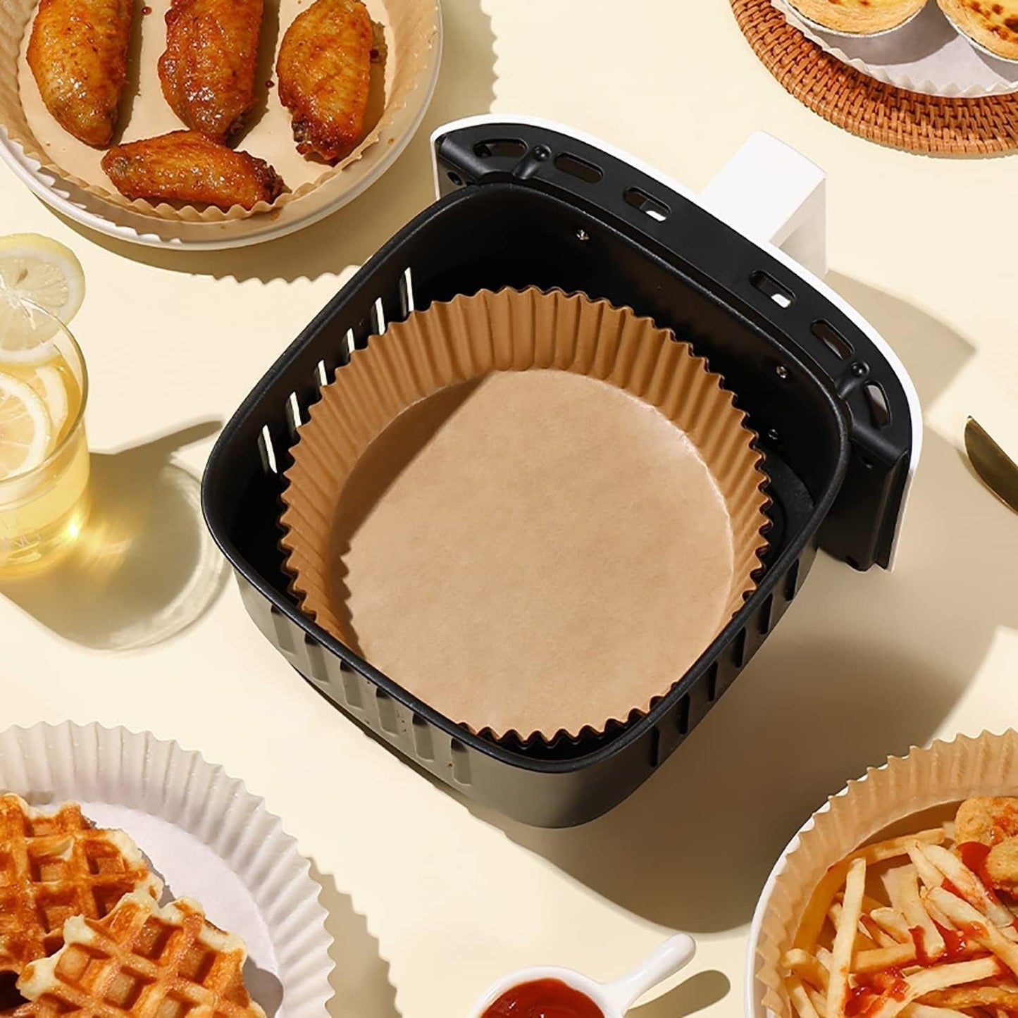 50st 16x4,5 cm Air Fryer Bakplåtspapper Ark Formar Runda Engångspapper Generic