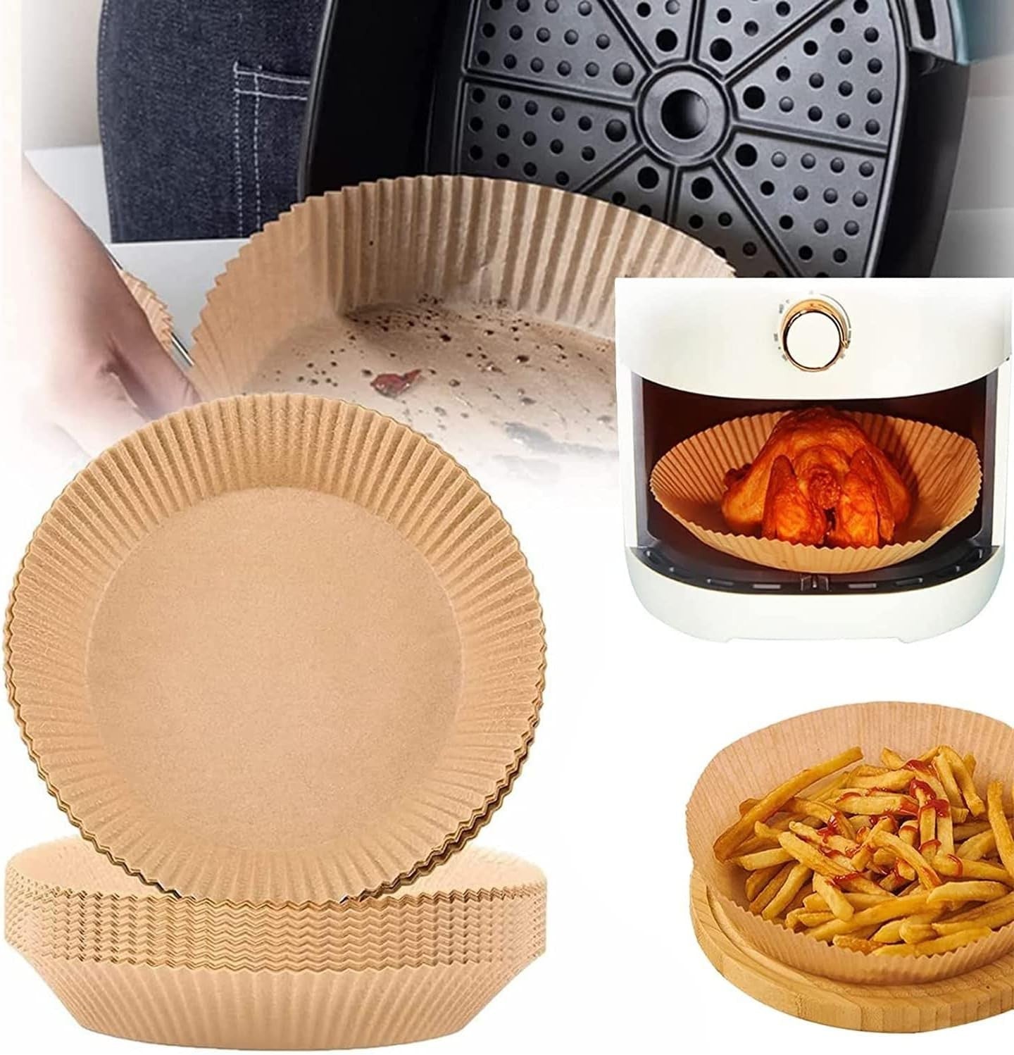 50st 16x4,5 cm Air Fryer Bakplåtspapper Ark Formar Runda Engångspapper Generic