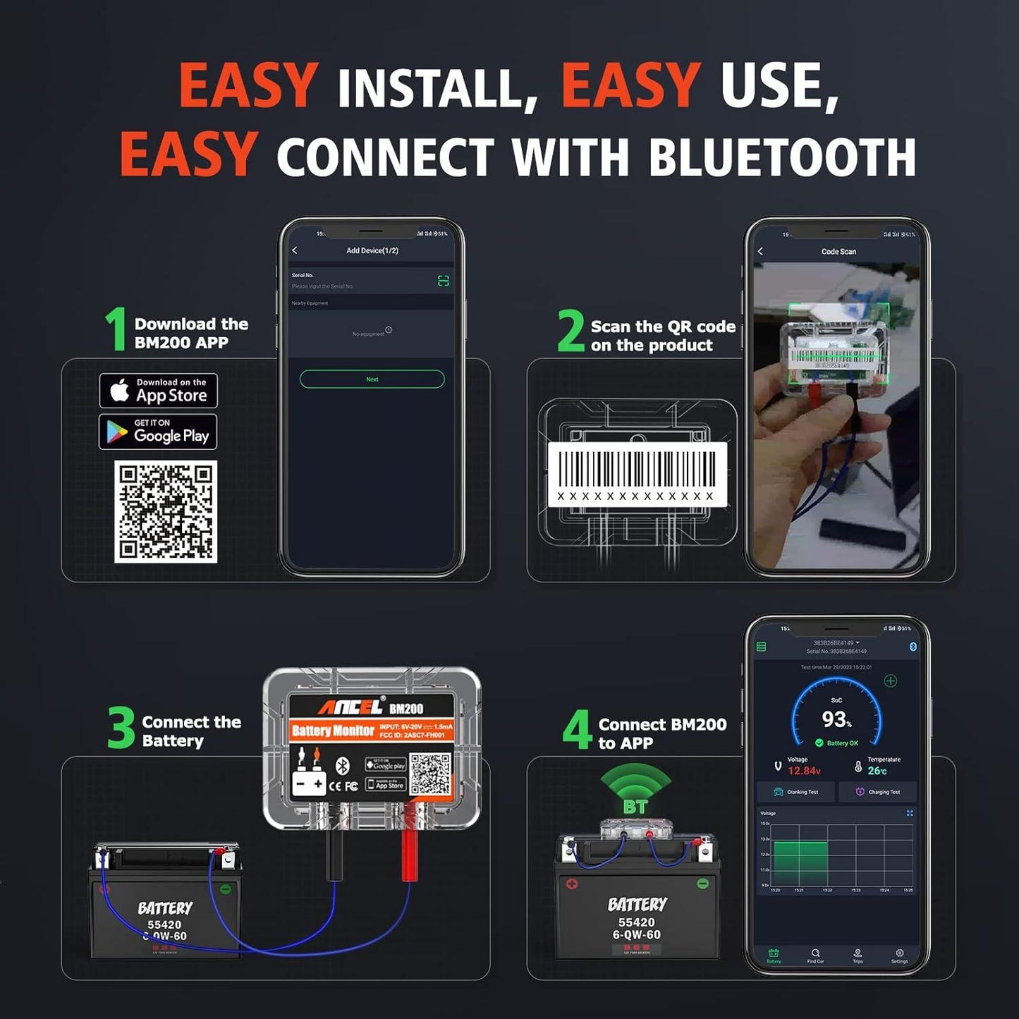 Ancel BM200 Batteri monitor app Bluetooth Generic