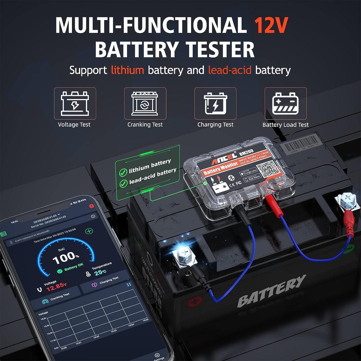 Ancel BM200 Batteri monitor app Bluetooth Generic