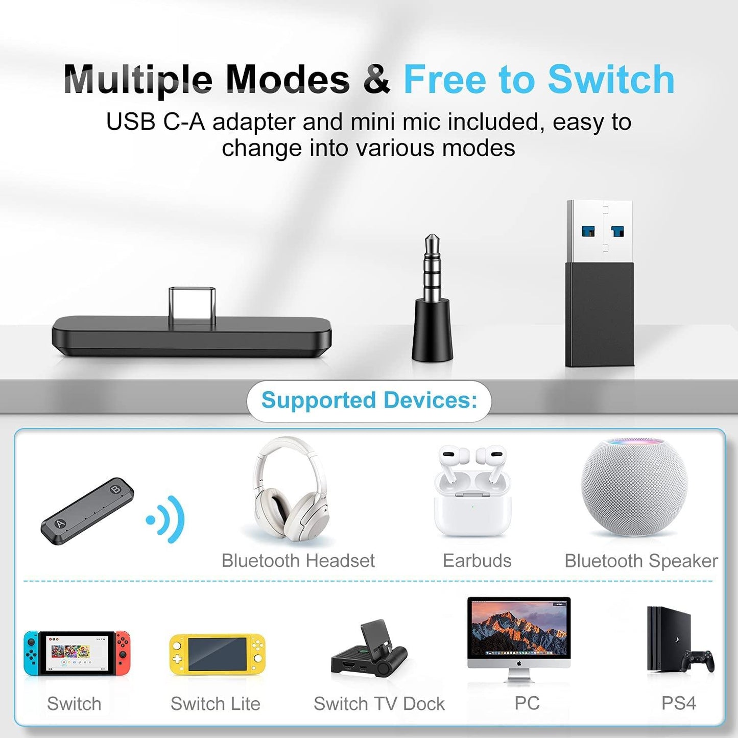 Bluetooth adapter Kompatibel med Nintendo Switch/lite BT 5.0 Generic