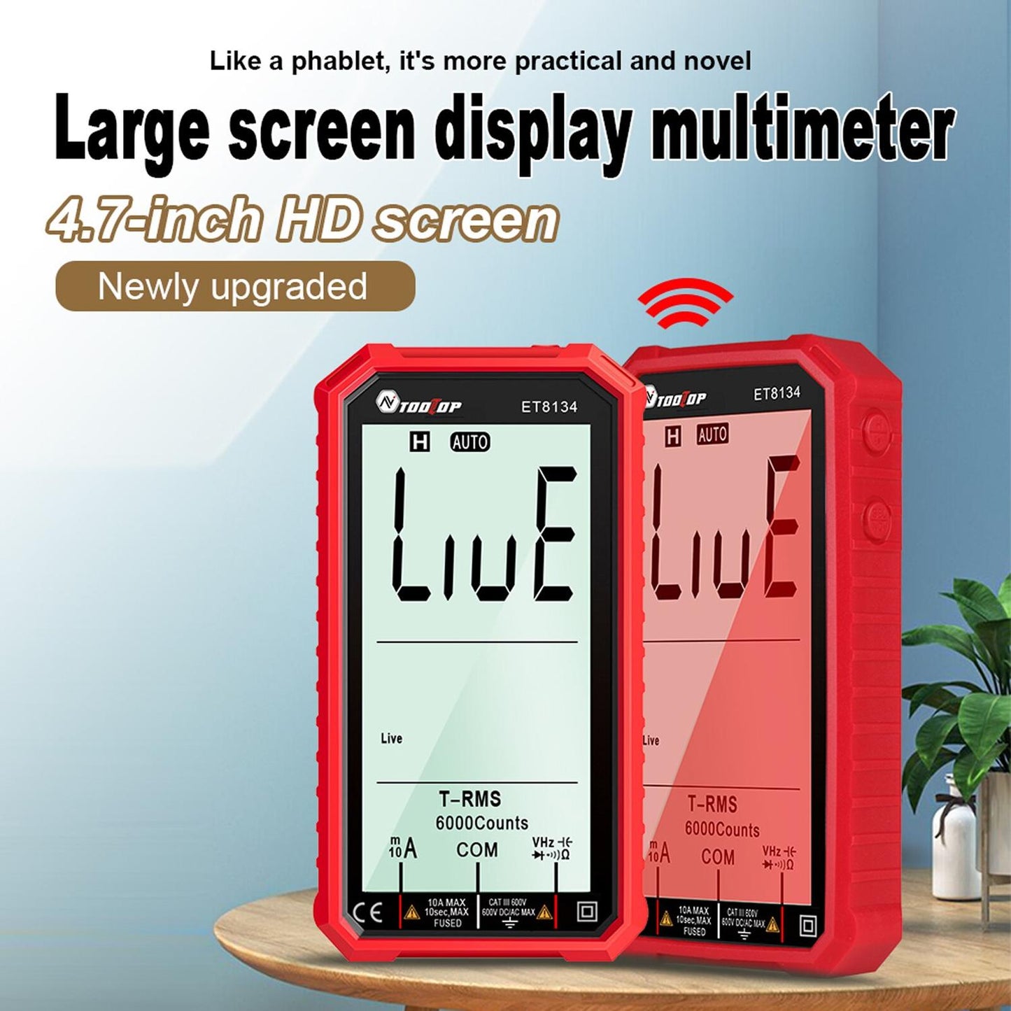 Digital multimeter med hela 4,7 tum LCD. Röd Generic