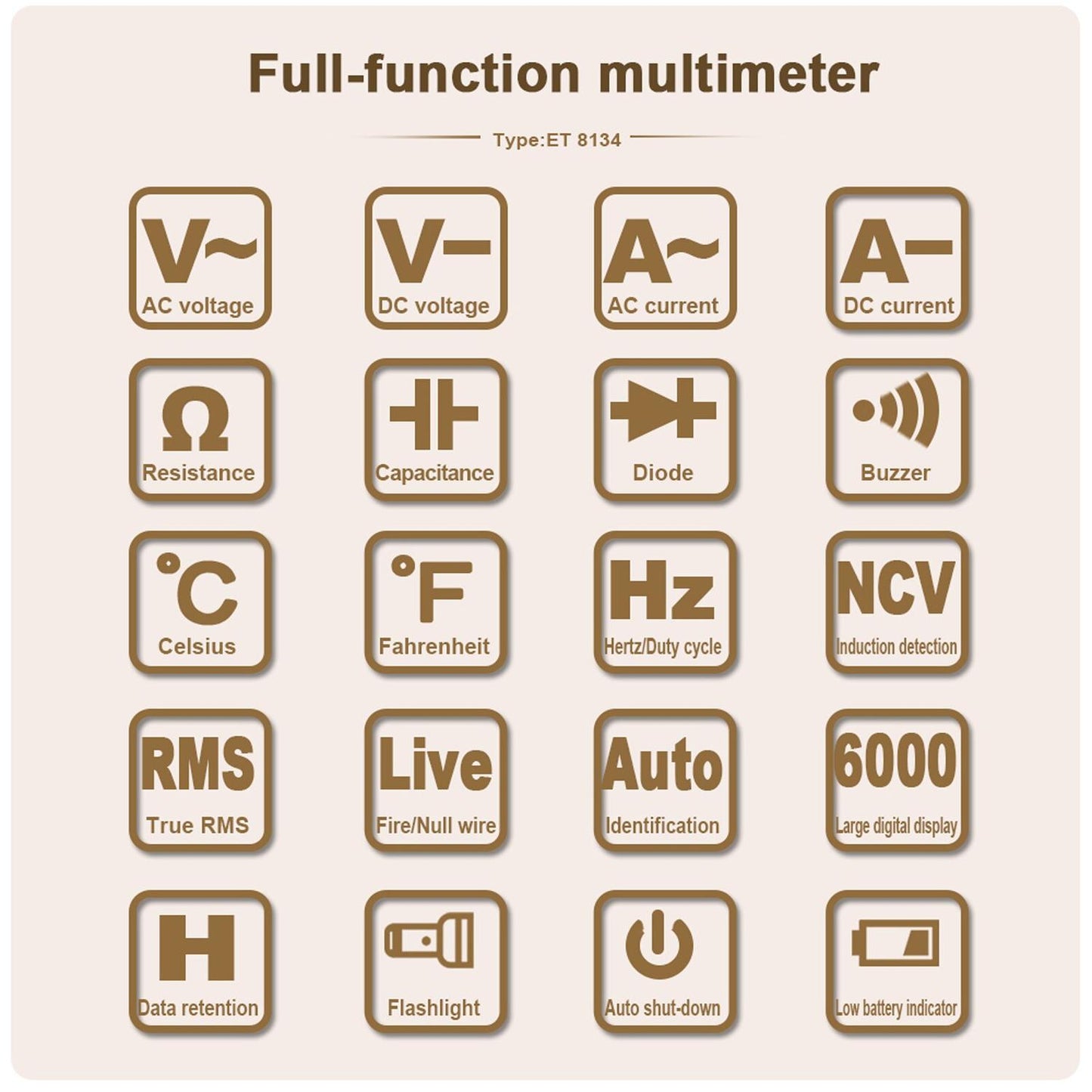 Digital multimeter med hela 4,7 tum LCD. Röd Generic