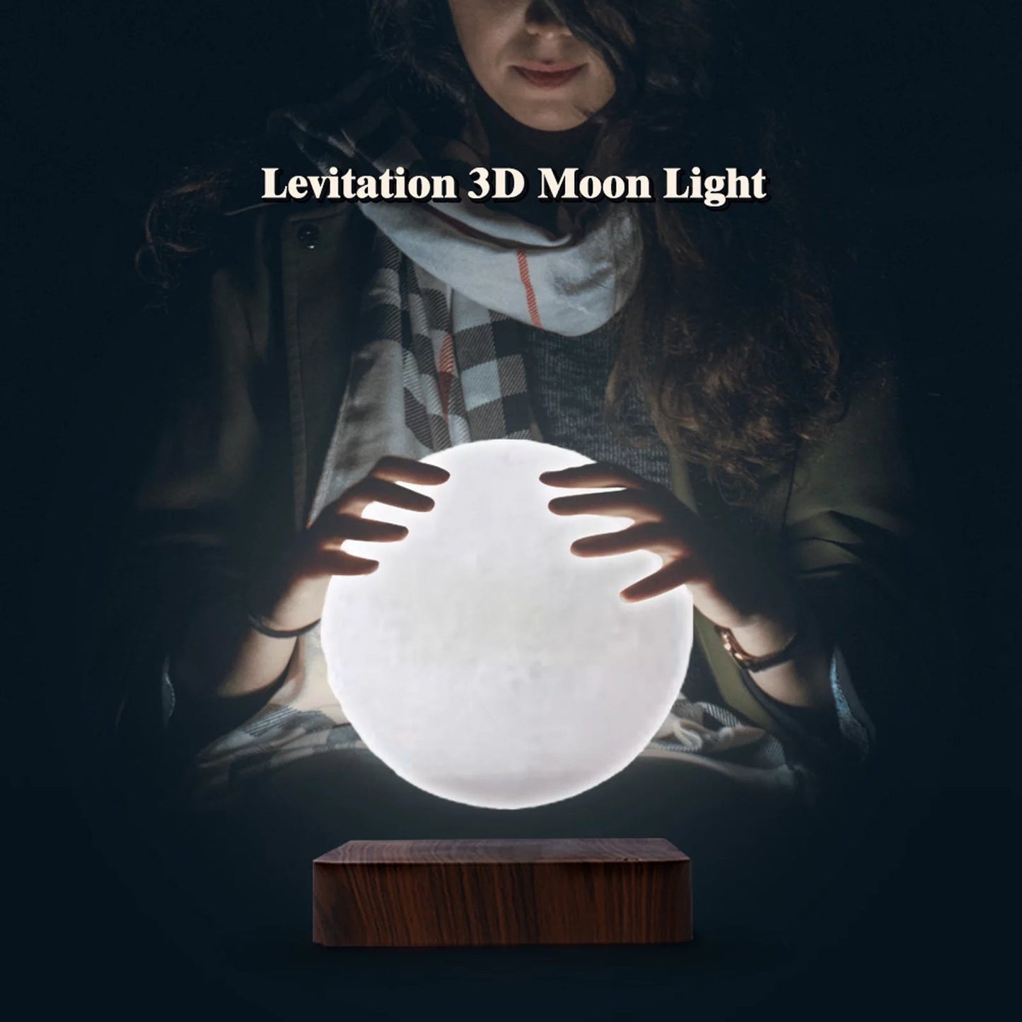 Svävande Flytande Maglev Lampa Atmosfärslampa Måne Valnöt Generic