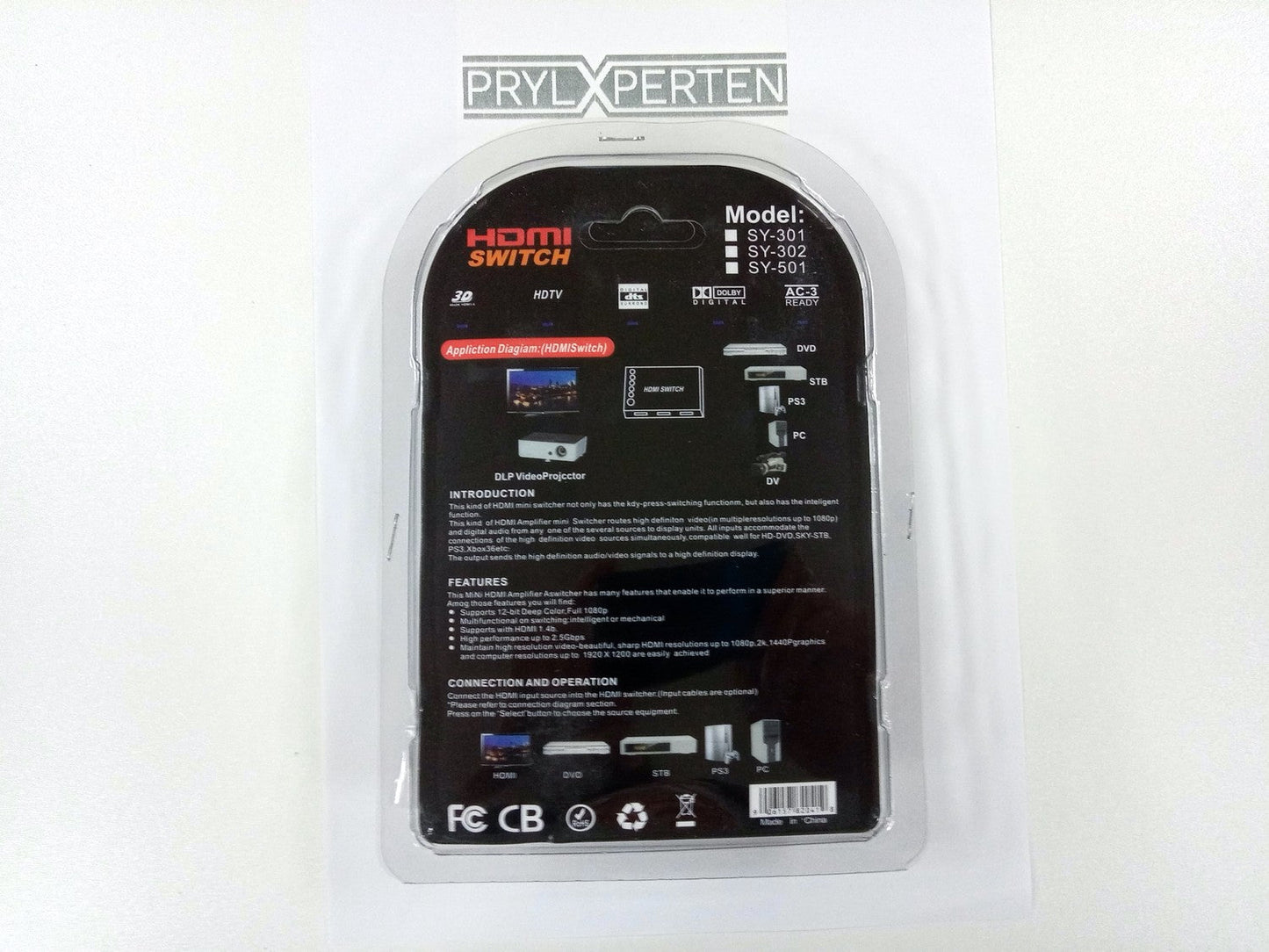 HDMI-switch med fjärrkontroll 5-vägs med IR-öga Generic