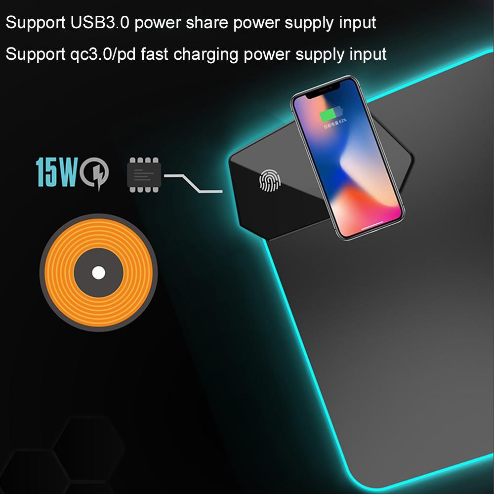 Stor RGB-musmatta, 80X40 cm RGB LED-utvidgad Musmatta med PD-snabbladdning Generic