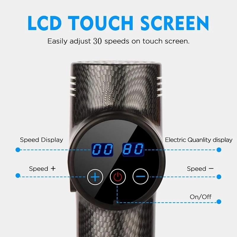 Massagepistol Carbon med Touch knapp samt LED-display 30 lägen Generic