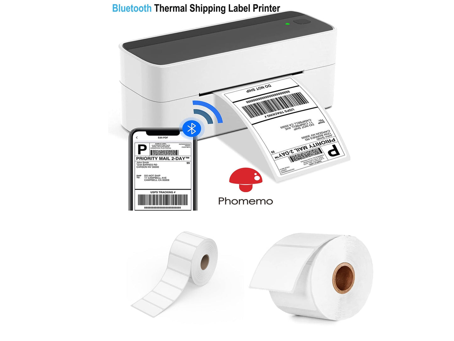 PHOMEMO PM-241-BT Bluetooth Fraktetikettskrivare Termisk med 900 etiketter Generic