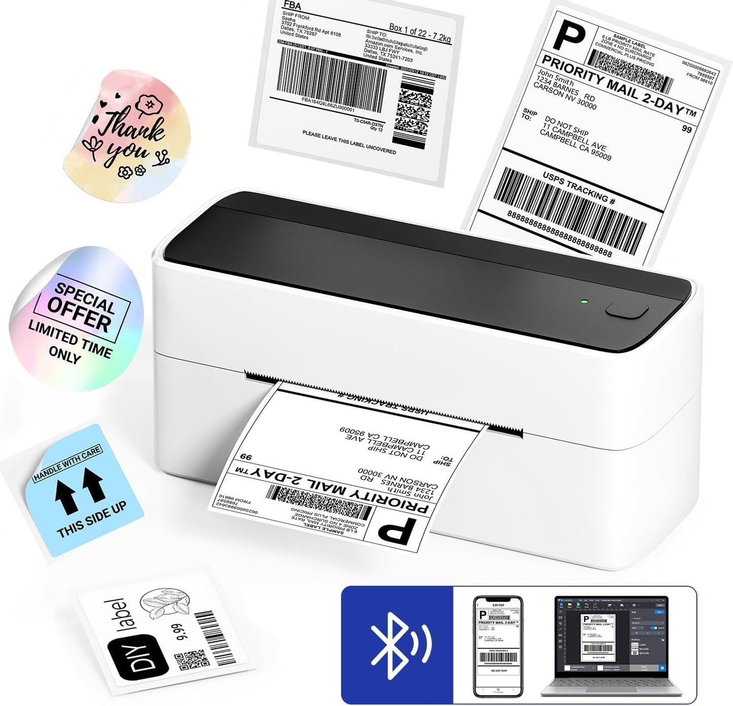 PHOMEMO PM-241-BT Bluetooth Fraktetikettskrivare Termisk med 900 etiketter Generic