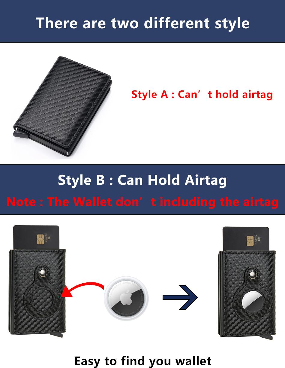 Plånbok med Airtag hållare Carbon RFID Korthållare 5st Kort Generic